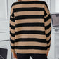 Striped Dropped Shoulder Long Sleeve Sweater - NawdeX