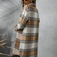 Plaid Collared Neck Long Sleeve Coat - NawdeX