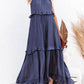 Ruffled Sleeveless Maxi Dress with Pockets - NawdeX