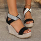 Fish Mouth High Wedges Sandals With Rhinestone - NawdeX