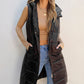 Longline Hooded Sleeveless Puffer Vest - NawdeX