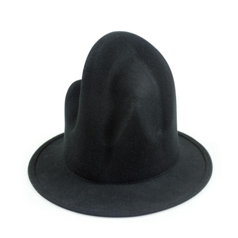 British Style Autumn And Winter Wool Pointed Magic Volcanic Rock Hat