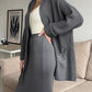 Pocketed Long Sleeve Cardigan and Skirt Sweater Set - NawdeX