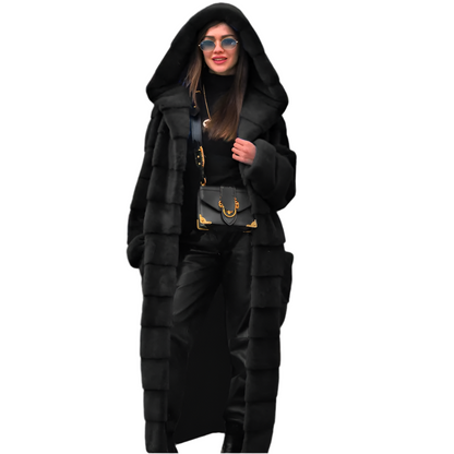 Casual Faux Fur Coat Women w/Hood