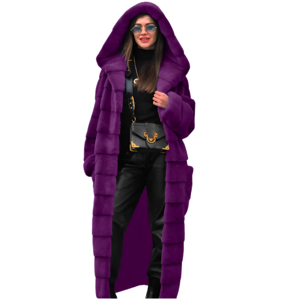 Casual Faux Fur Coat Women w/Hood