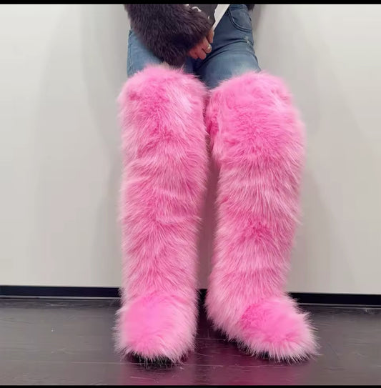 Mongolian Thigh High Faux Fur Boots