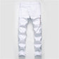 Graffiti Script Ripped White Jeans