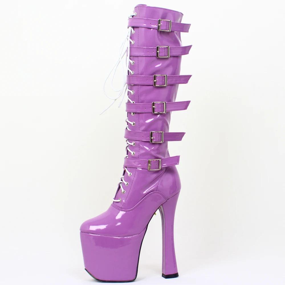 NawdeX Lace Up Buckled High Heel Platform Pole Dance boots