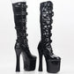 NawdeX Lace Up Buckled High Heel Platform Pole Dance boots - NawdeX