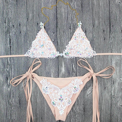 Lace Bikini Crystal Swimsuit