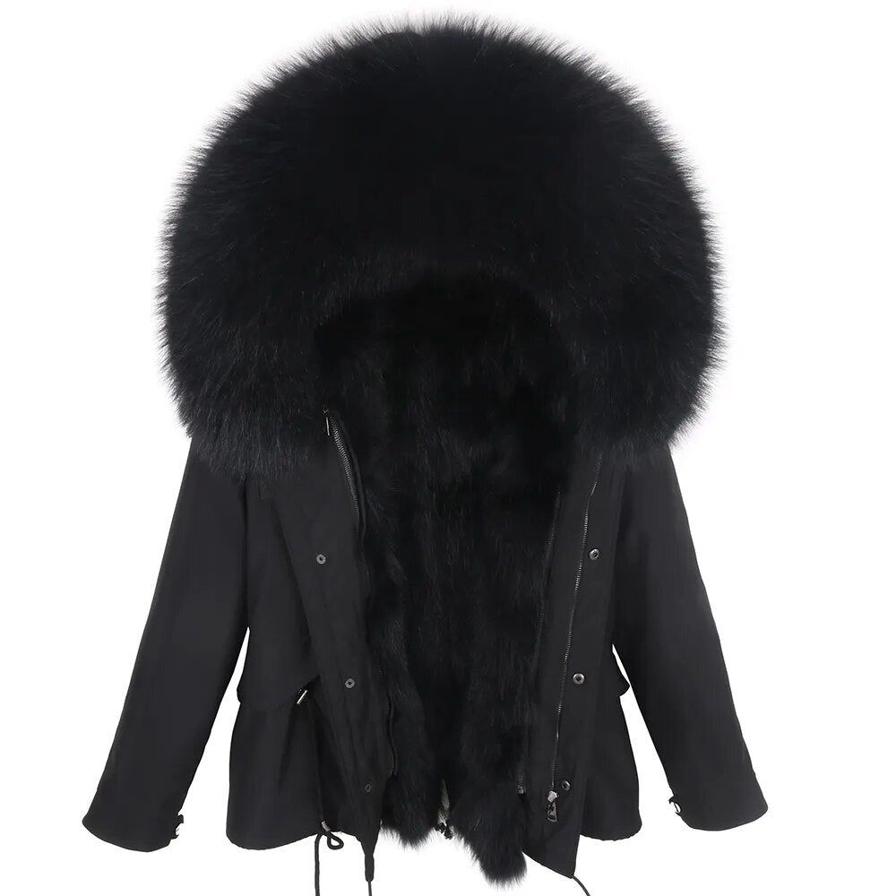 Man Parka Winter Stylish Jacket Long Street wear Russian Real Fox Fur Coat Natural Raccoon Fur Collar Hooded Thick Big and Tall Warm Coat - NawdeX