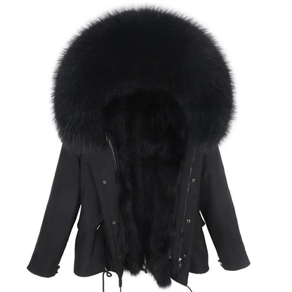 Man Parka Winter Stylish Jacket Long Street wear Russian Real Fox Fur Coat Natural Raccoon Fur Collar Hooded Thick Big and Tall Warm Coat - NawdeX