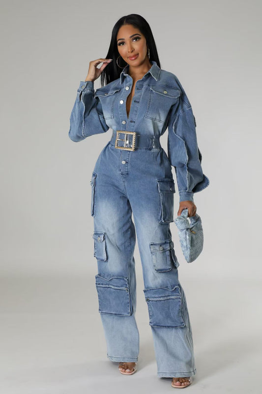Denim Diva Cargo Jumpsuit