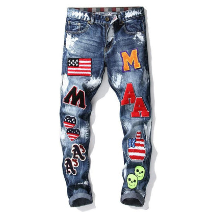 Graffiti Embroidered locking Jeans