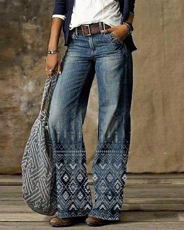 Diagonal Cloth  3D Pattern Casual Jeans