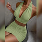 Women's Halter Lace-up Hip Skirt Two-piece Set - NawdeX