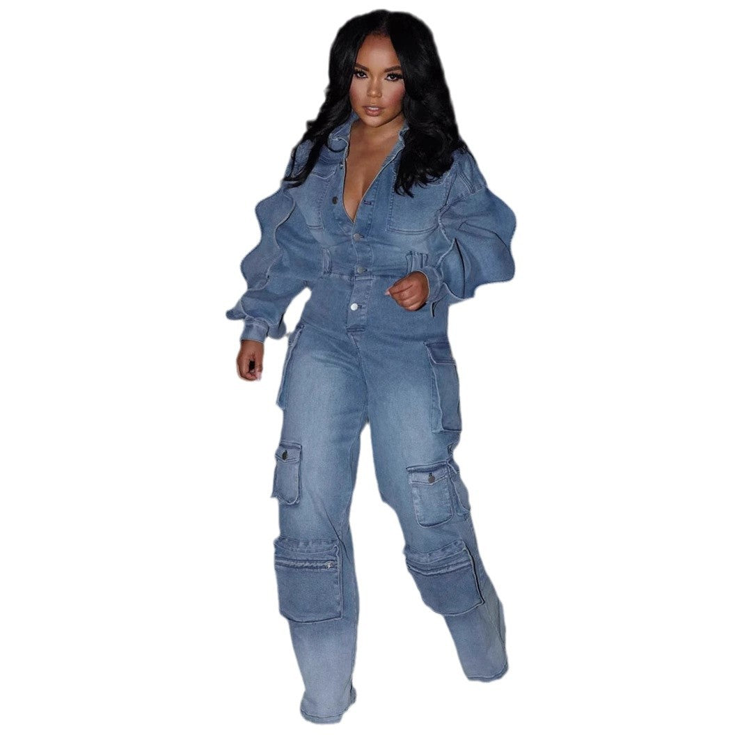 European Effect Straight-leg Pants Jumpsuit