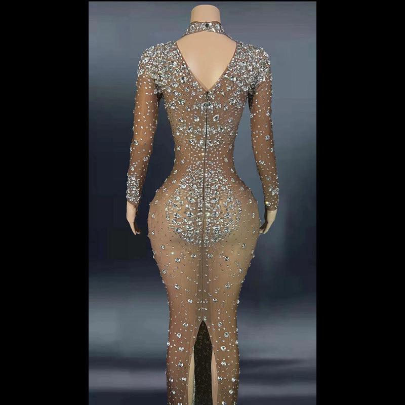 Women's Rhinestone Dress Tight Ball Gown