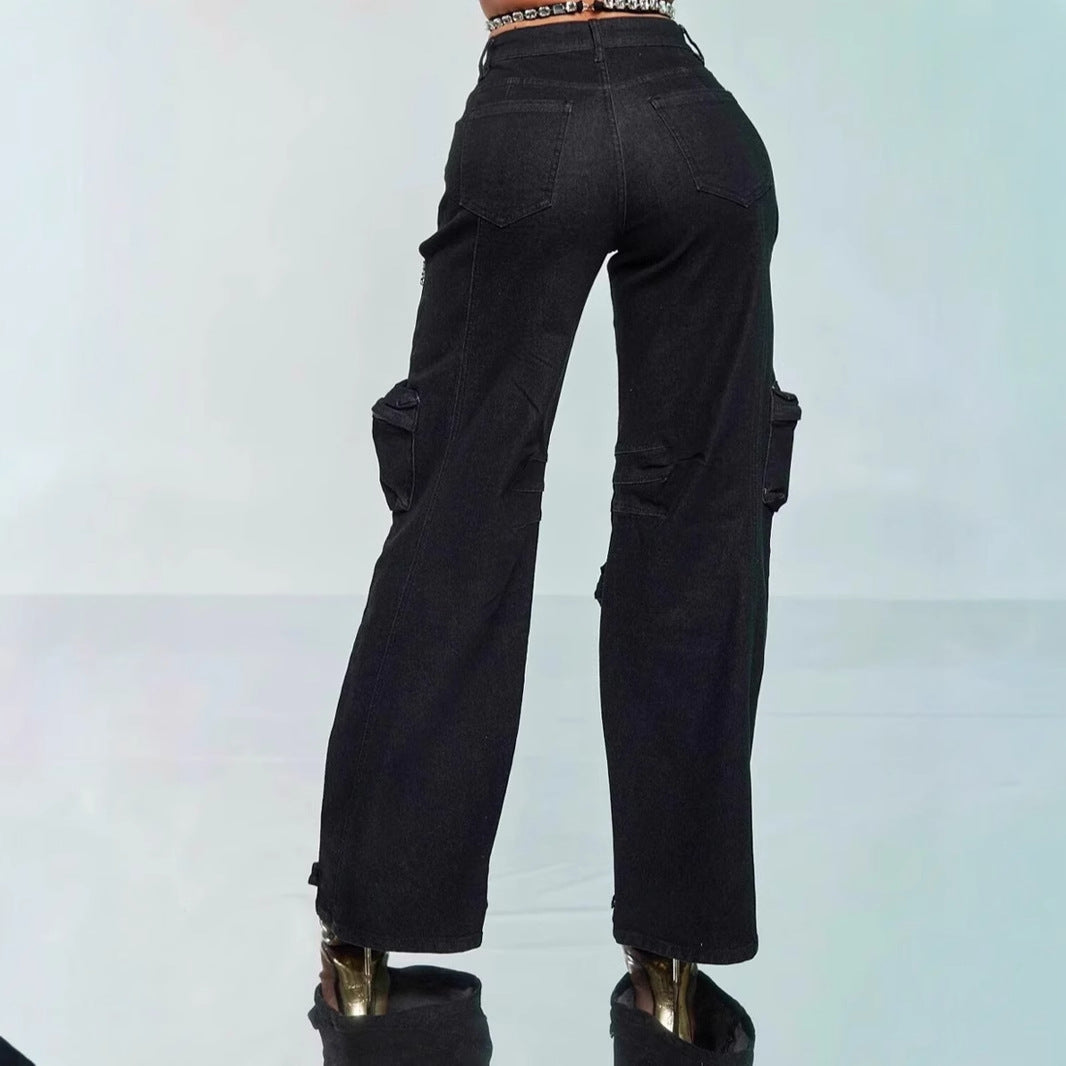 Hollow-out Diamond Stretch Jeans