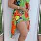 Holiday Floral Print Sexy Halter Front Slit Suspender Top Shorts Suit Non-positioning - NawdeX