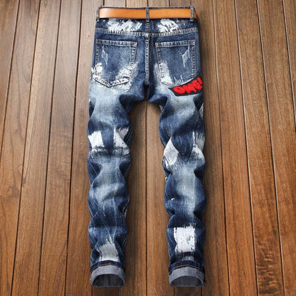 Graffiti Embroidered locking Jeans