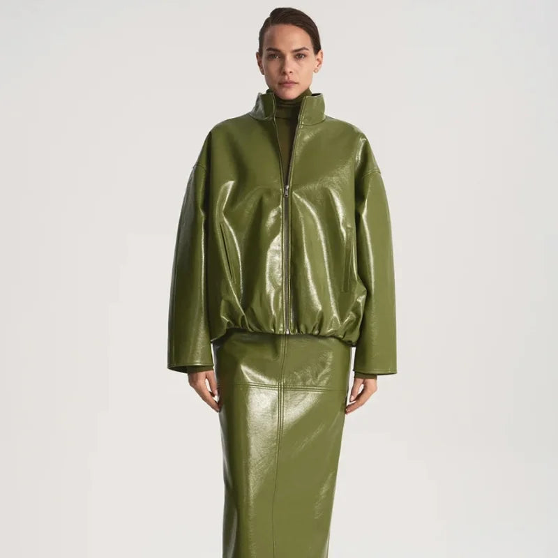 Vintage Leather Skirt Set