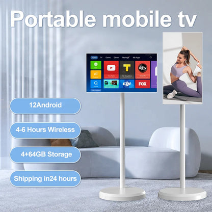 Interactive 21.5 Inch Mobile Tablet Smart Tv  Lcd 1080p Portable Touch Screen Rotating Tv For Fitness/Business