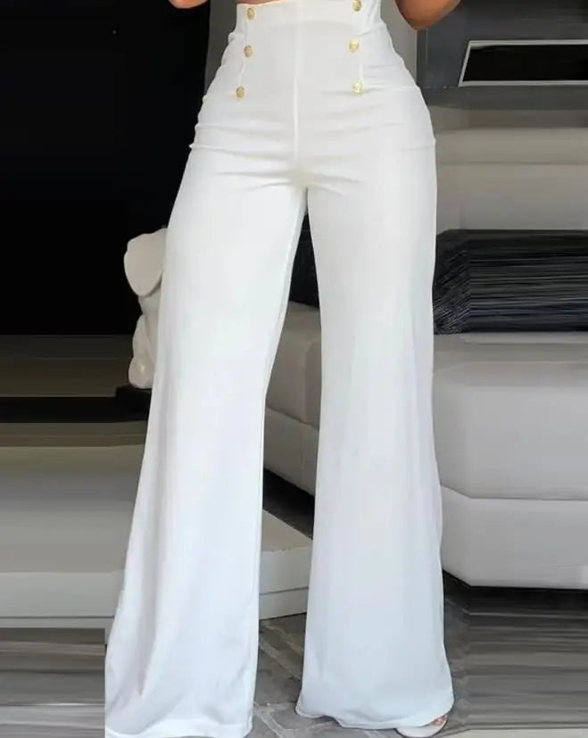 Elegant High Waist Wide Leg Trousers