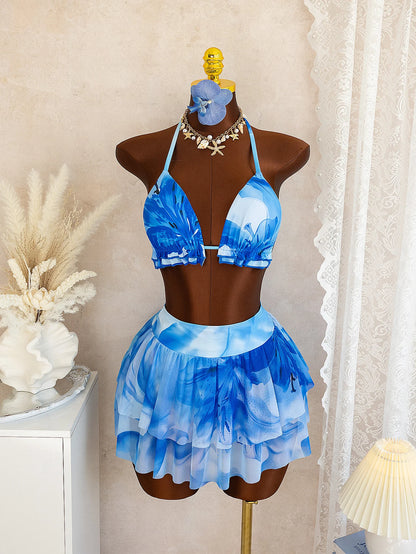 BAE Blue Floral Print Bikini Set,