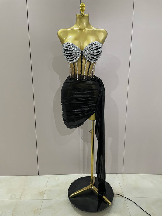 Goddess Glow Crystal Corset Mini Dress