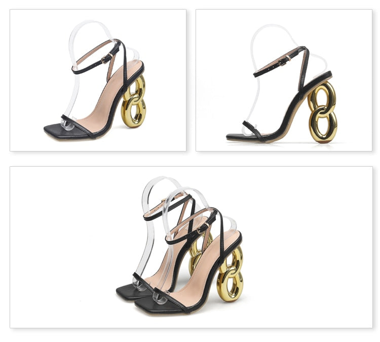 88 Open Toe Woman Sandals 2024 New Fashion Fretwork High Heels Shoes Buckle Strap Wedding Party Pumps - NawdeX