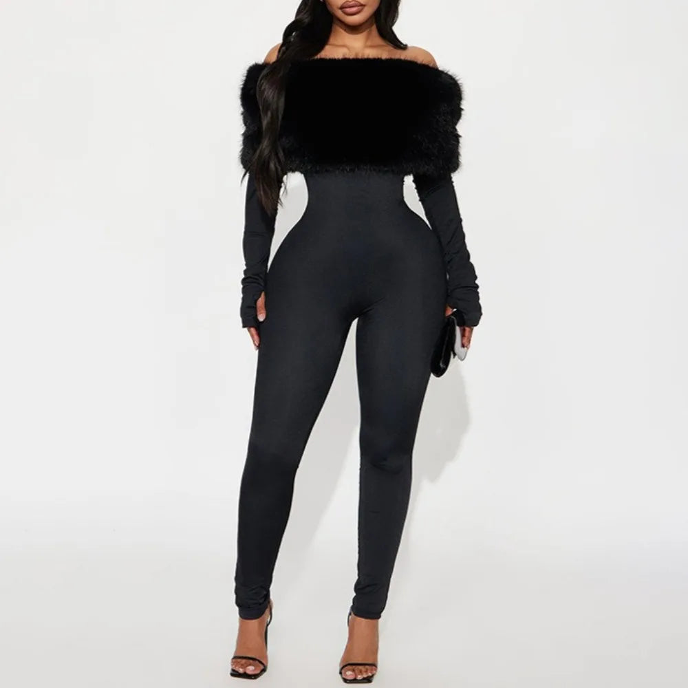 Julie Furry Crop Jumpsuit