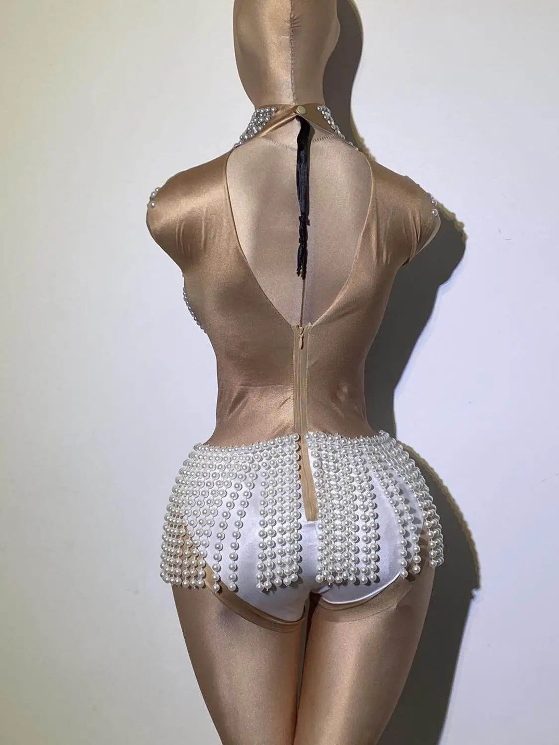 White Pearl Fringe Stones Costume