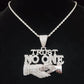 Men Women Hip Hop Trust no one Pendant Necklace with13mm Cuban Chain Hiphop Iced out pendant Necklaces Fashion Punk Jewelry Gift - NawdeX