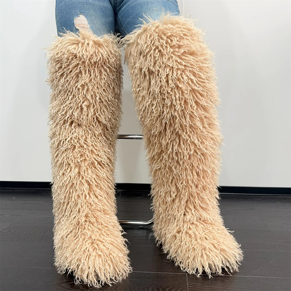 Mongolian Thigh High Faux Fur Boots