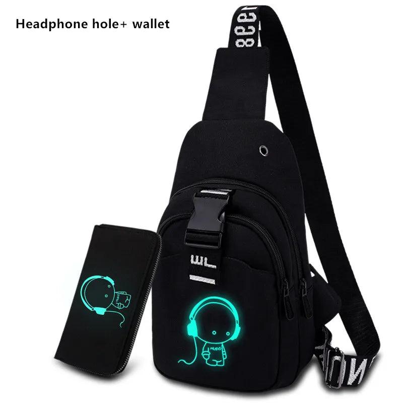 Multifunction Fashion Men Crossbody Bags USB Charging Chest Pack