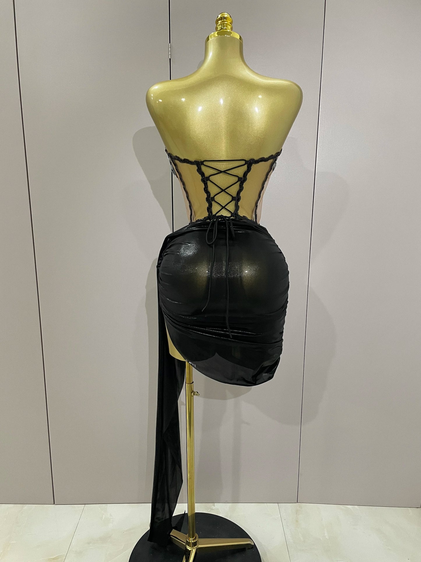 Goddess Glow Crystal Corset Mini Dress