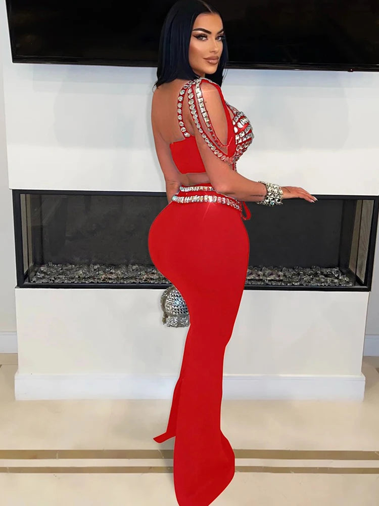 Diamond Star Evening Skirt Set
