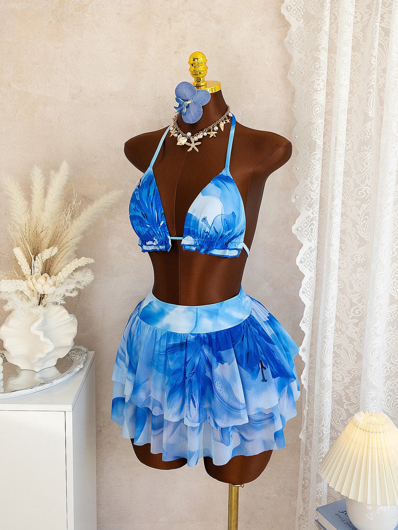 BAE Blue Floral Print Bikini Set,