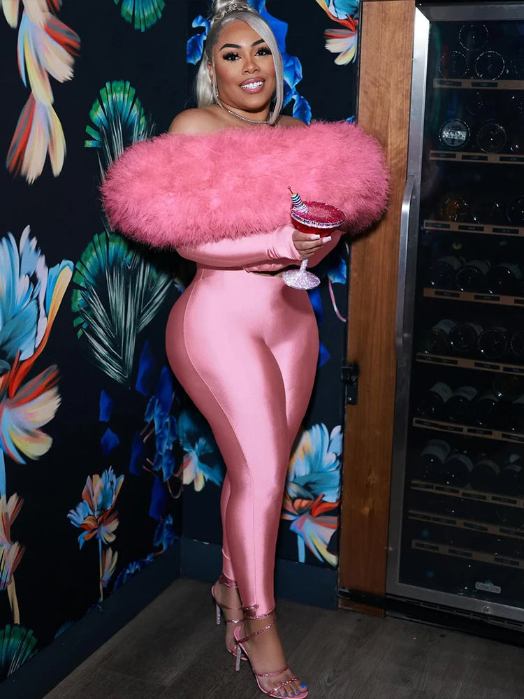 Furry Bodycon Jumpsuit