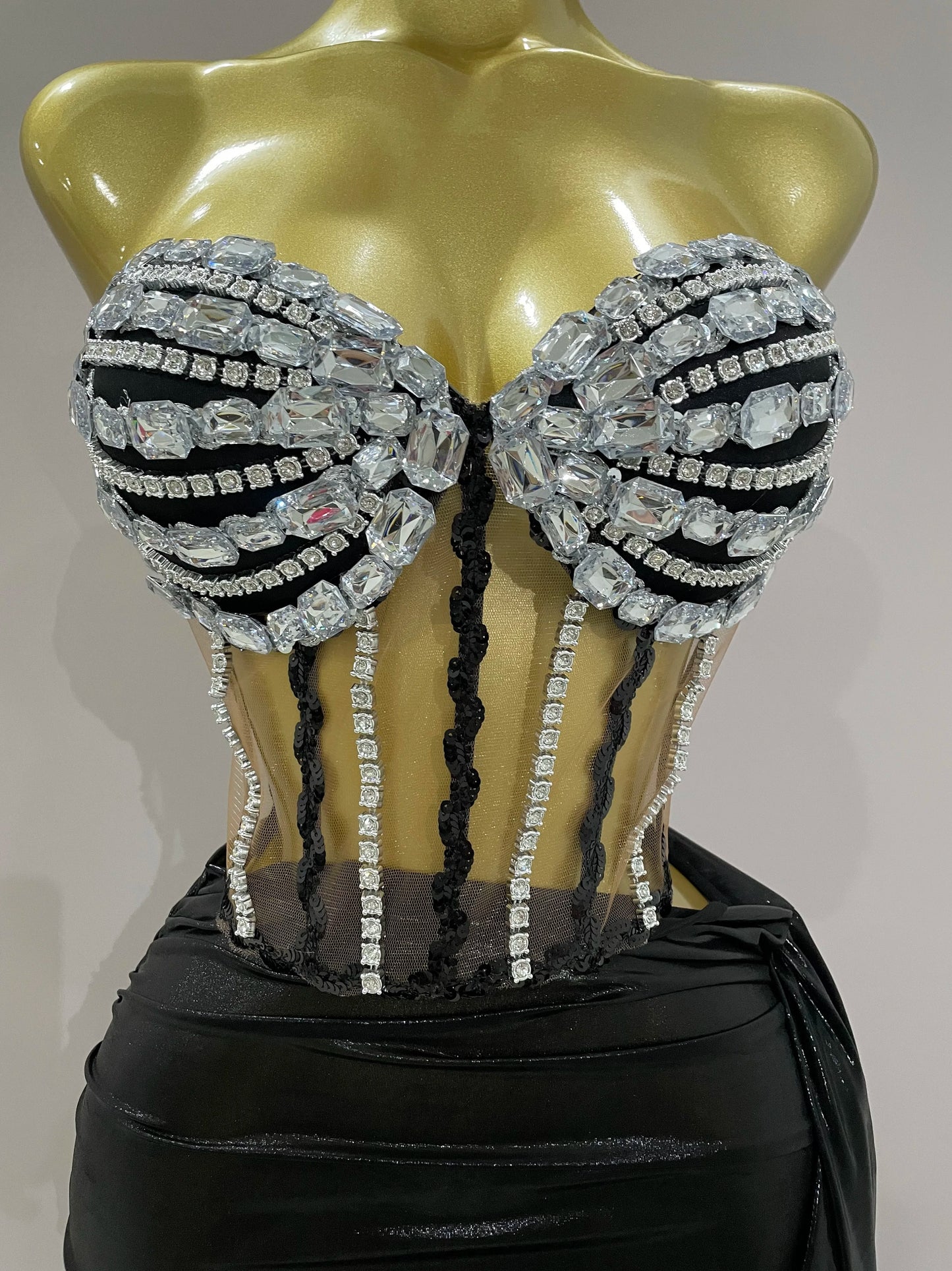 Goddess Glow Crystal Corset Mini Dress