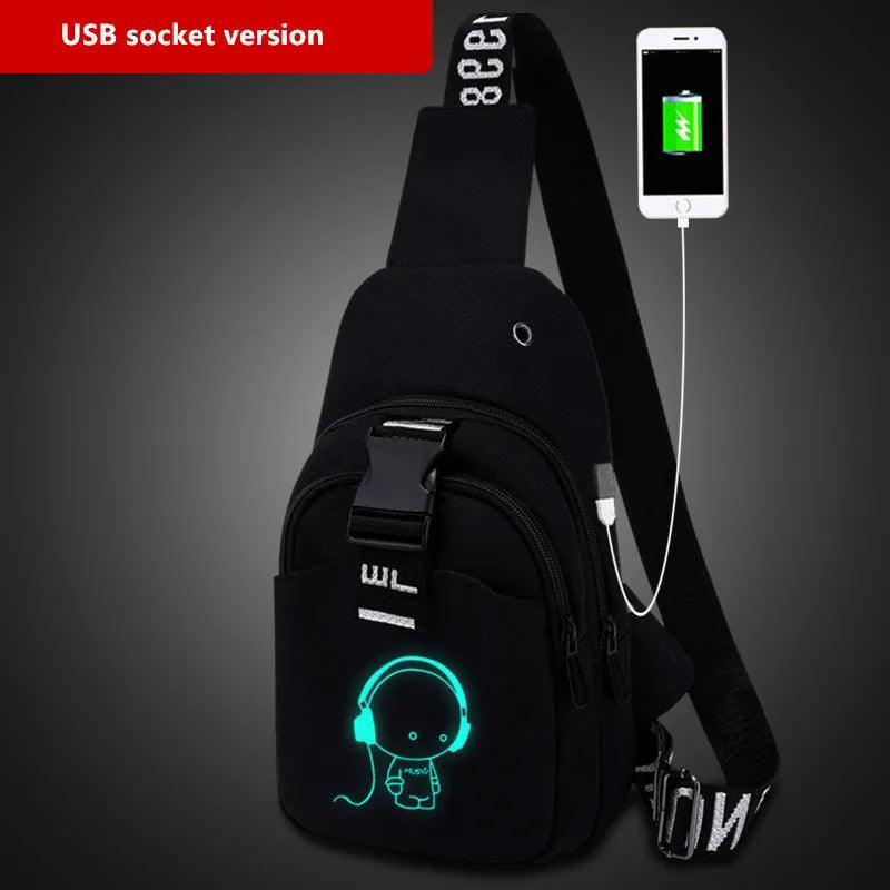 Multifunction Fashion Men Crossbody Bags USB Charging Chest Pack