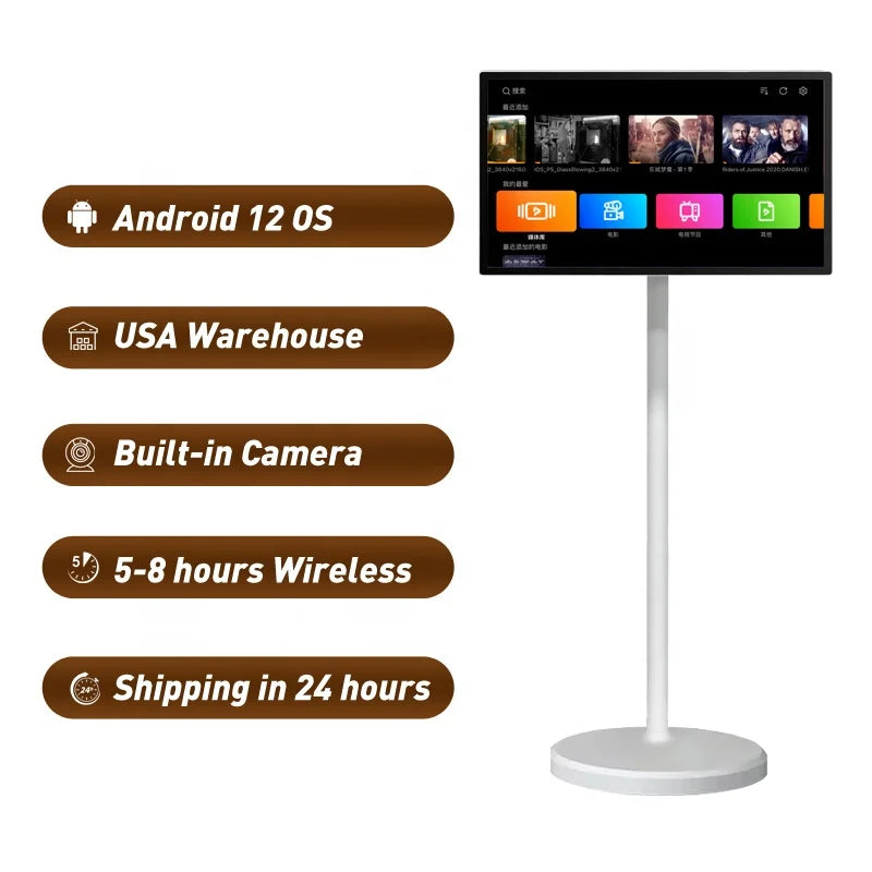 Interactive 21.5 Inch Mobile Tablet Smart Tv  Lcd 1080p Portable Touch Screen Rotating Tv For Fitness/Business