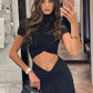 Mozi Ruched High Waist ONeck Dress