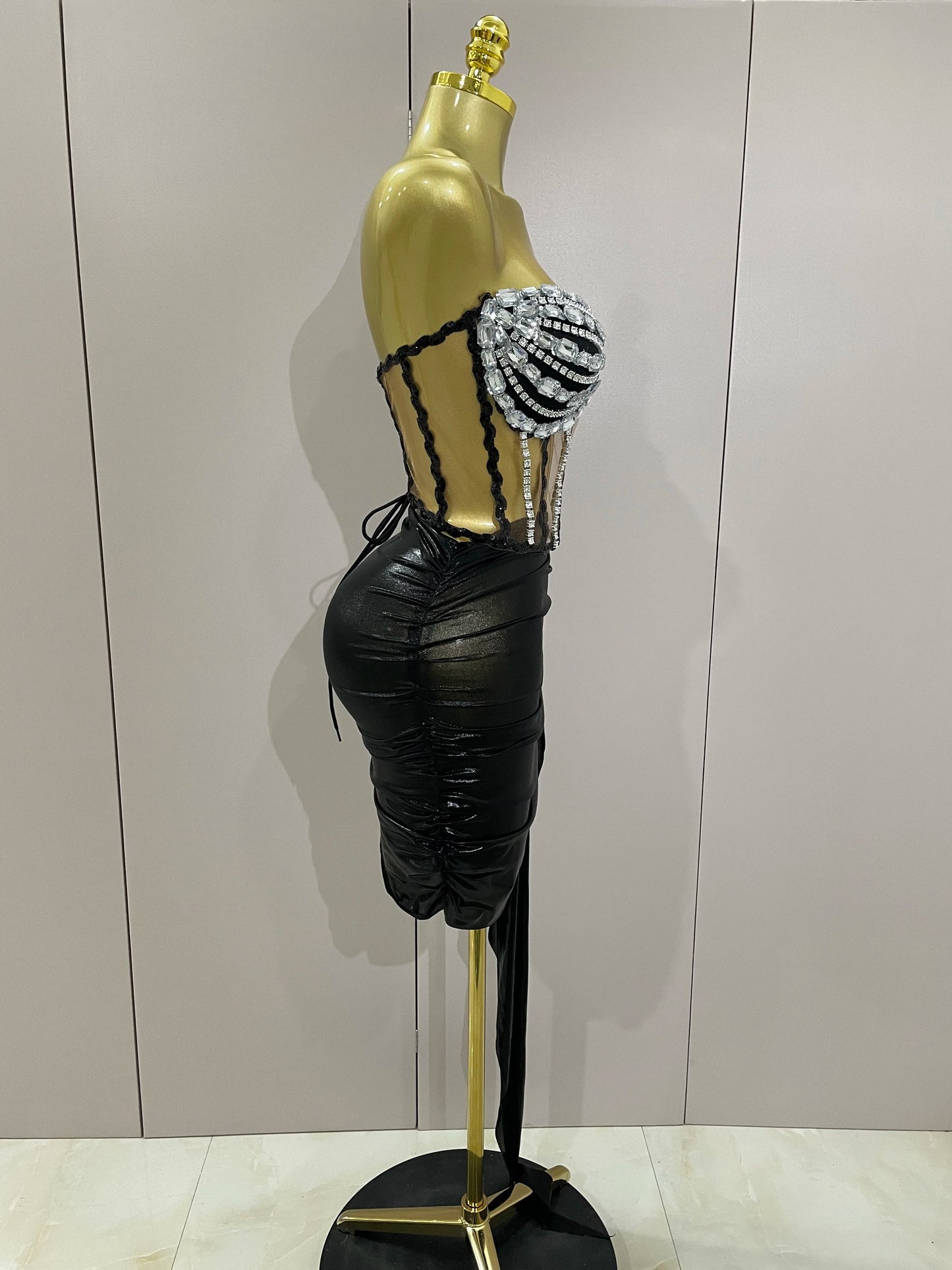 Goddess Glow Crystal Corset Mini Dress