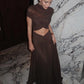 Mozi Ruched High Waist ONeck Dress