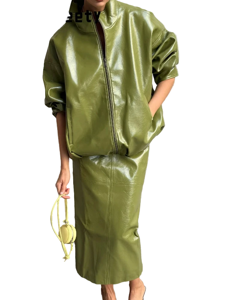 Vintage Leather Skirt Set