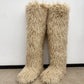 Mongolian Thigh High Faux Fur Boots - NawdeX