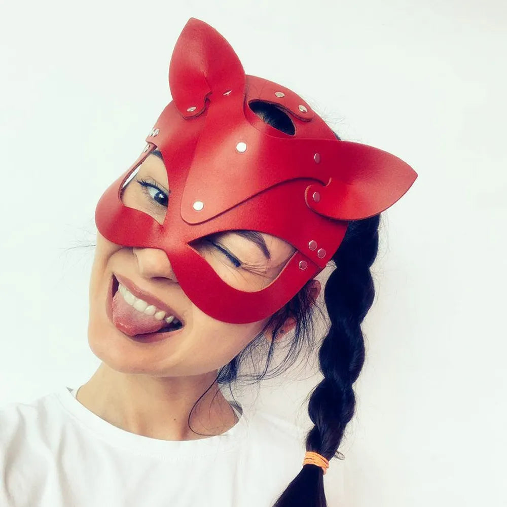 Cat girl Cosplay Mask For Anime Cosplay  Halloween Masks Harness Punk Fetish Steampunk Masquerade Carnival Party Cosplay Anime - NawdeX