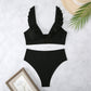 Fresh And Retro Striped Split Small Chest Bikini Vacation Swimwear - NawdeX